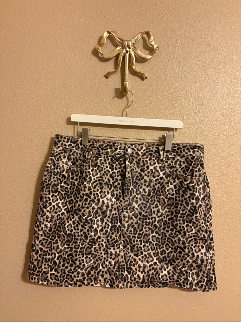 Ann Taylor Leopard Print Mini Skirt - Tan and Black